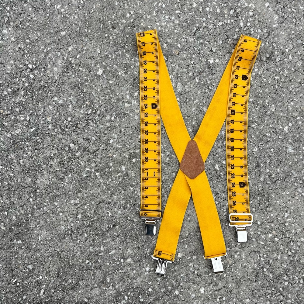 Craftsman Yellow Suspenders Novelty Gift Ruler Carpenter Adjustable